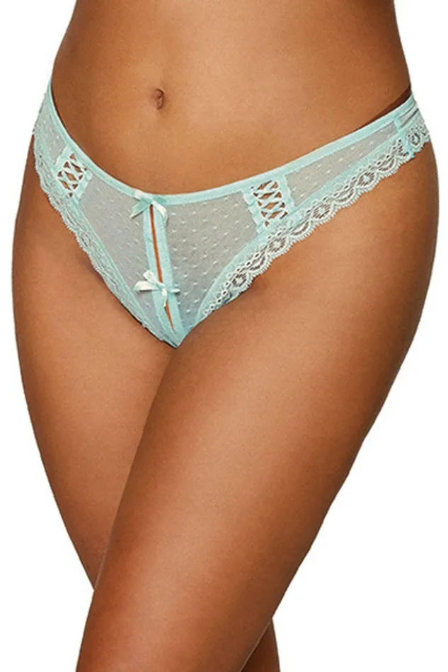 Dot Mesh Open Crotch Thong Large Mint Dreamgirl Male Sex Toys
