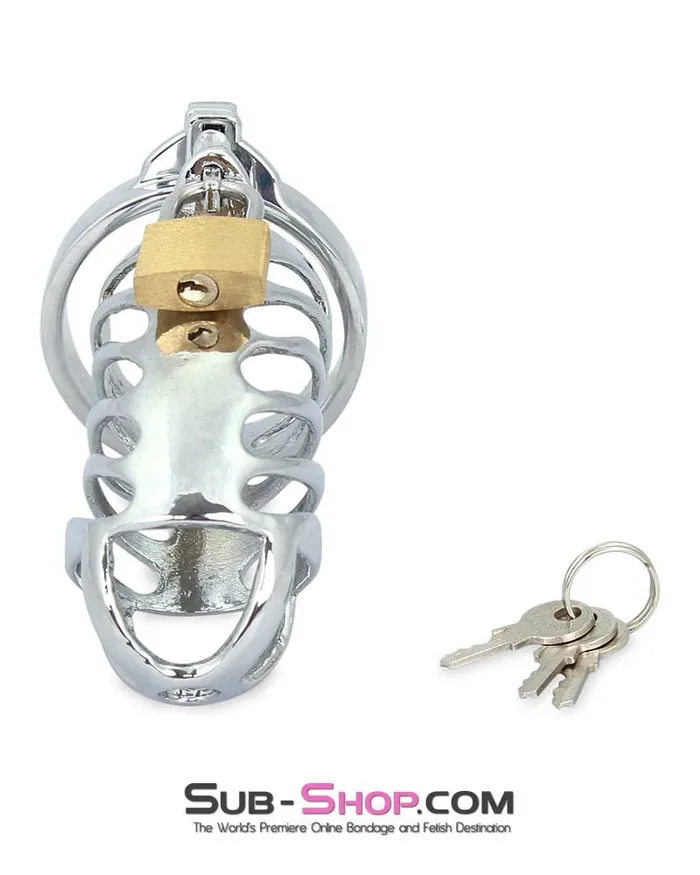 Aria Male Sex Toys 0719M Tiger Cage Locking Steel Penis Chastity Cage