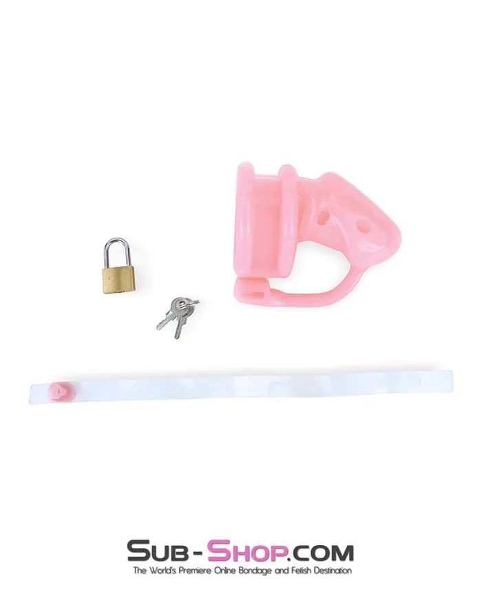 Moonwell 9794M Sissy Pink Birdlocked Style Spiked Soft Silicone Locking Male Chastity Male Sex Toys