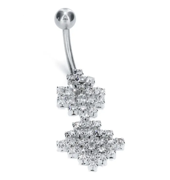 Male Sex Toys 14g 716 Full of Crystals Drop Belly Button Ring Painful Pleasures