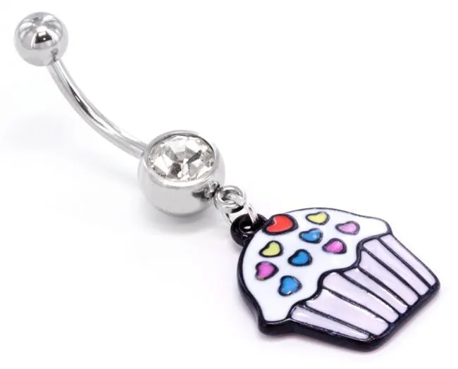 Painful Pleasures Male Sex Toys 14g 716 CUP CAKE with Sprinkles Belly Button Jewelry