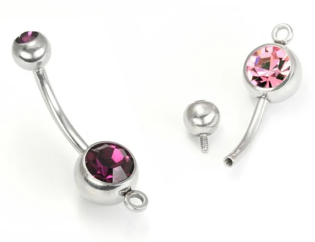 Painful Pleasures Male Sex Toys 14g 716 Internal Double Jeweled Steel Belly Button Ring with Hoop Add Your Own Charm Painful Pleasures Male Sex Toys 14g 716 Internal Double Jeweled Steel Belly Button Ring with Hoop Add Your Own Charm