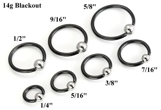 Tilum 14g Titanium BlackOut Captive Bead Ring with Steel Ball Tilum Male Sex Toys