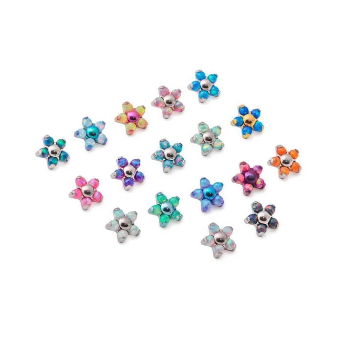 Vibrators Tilum 18g16g Internally Threaded Titanium Opal Flower Top Price Per 1 Tilum