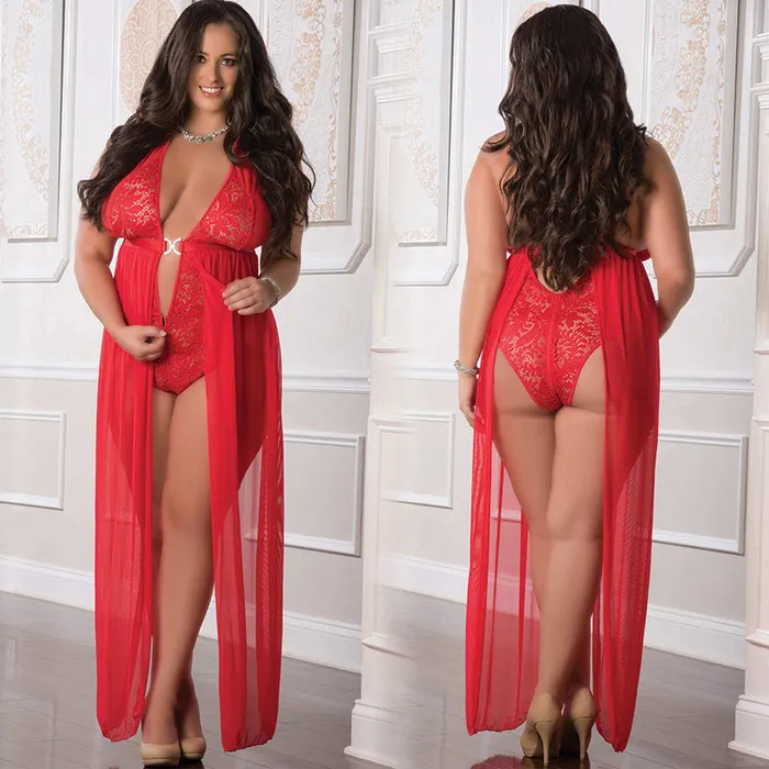 1 Pc Zipper Crotch Teddy Gown Red Queen Size Fairvillacom Vibrators