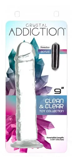 ADDICTION CRYSTAL 9 VERTICAL DONG CLEAR TPE W BULLET Fairvillacom Dildos