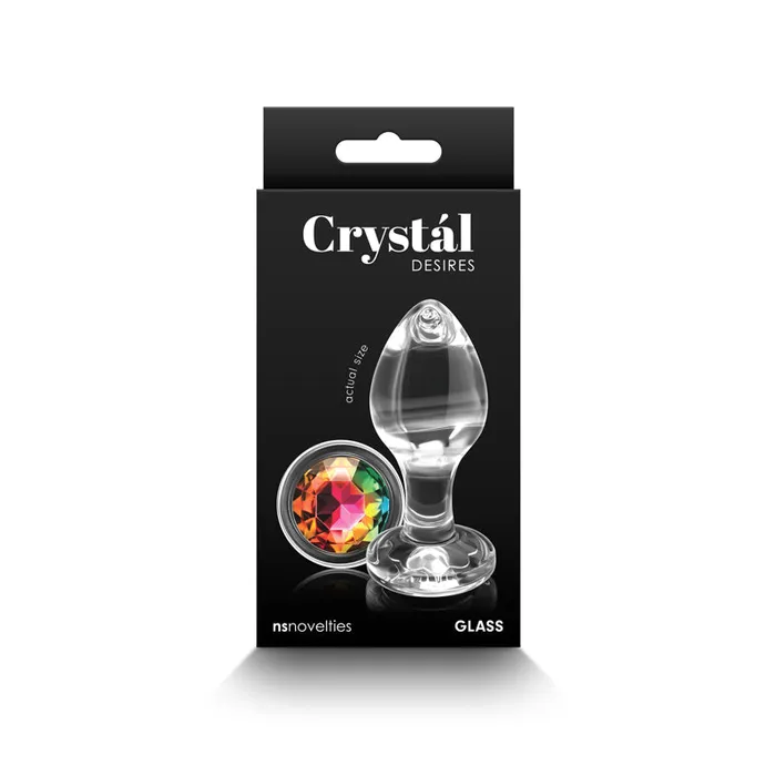 Anal ShhhWndsr Crystal Desires Glass Butt Plug with Rainbow Gem Medium