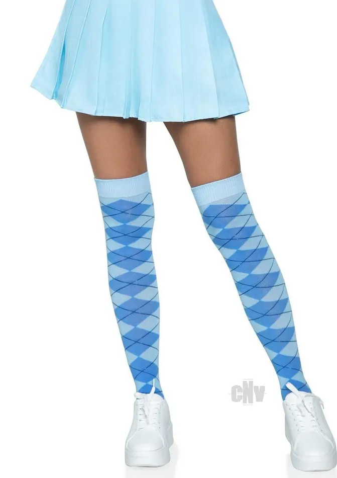 Argyle Knit Over The Knee Socks Os Blue Fairvillacom Vibrators