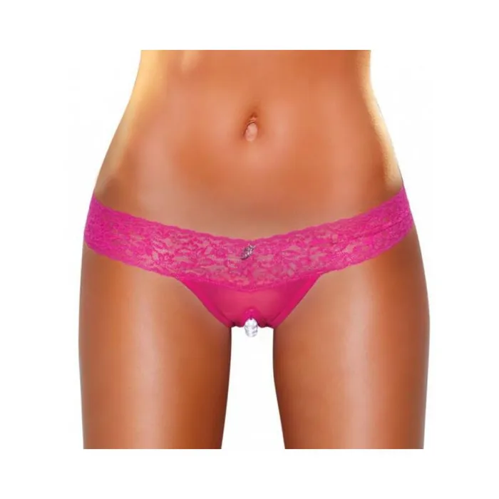 CROTCHLESS PANTIES WPEARL BEADS HOT PINK SM Fairvillacom Anal
