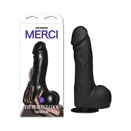 Dildos Doc Johnson Merci The Perfect Cock With Removable VacULock Suction Cup 75in Black