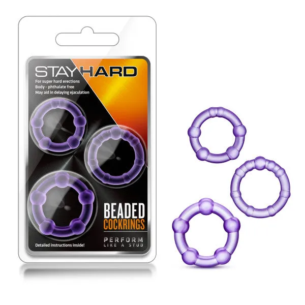 Dildos ShhhWndsr Stay Hard Beaded Cockrings Cock Rings Set of 3 Sizes