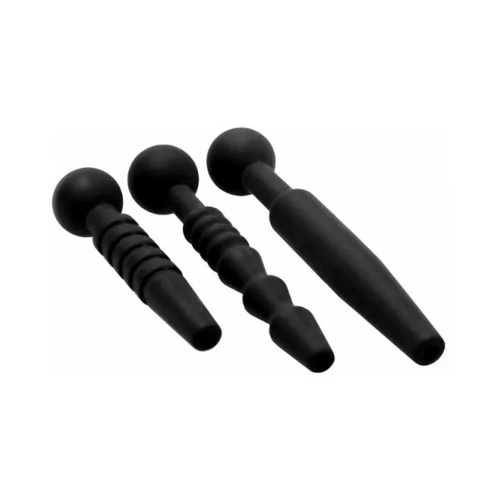 Fairvillacom Anal Dark Rods 3pc Penis Plug Set Silicone