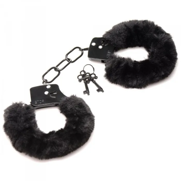 Fairvillacom Anal MASTER SERIES CUFFED IN FUR FURRY HANDCUFFS BLACK