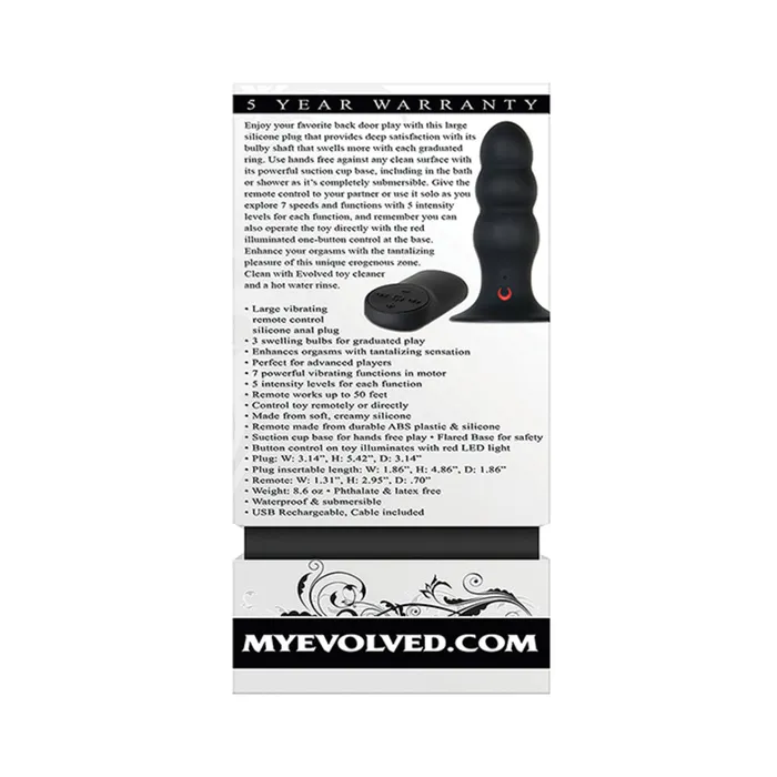 Fairvillacom Evolved Kong Rechargeable Anal Plug Black Anal