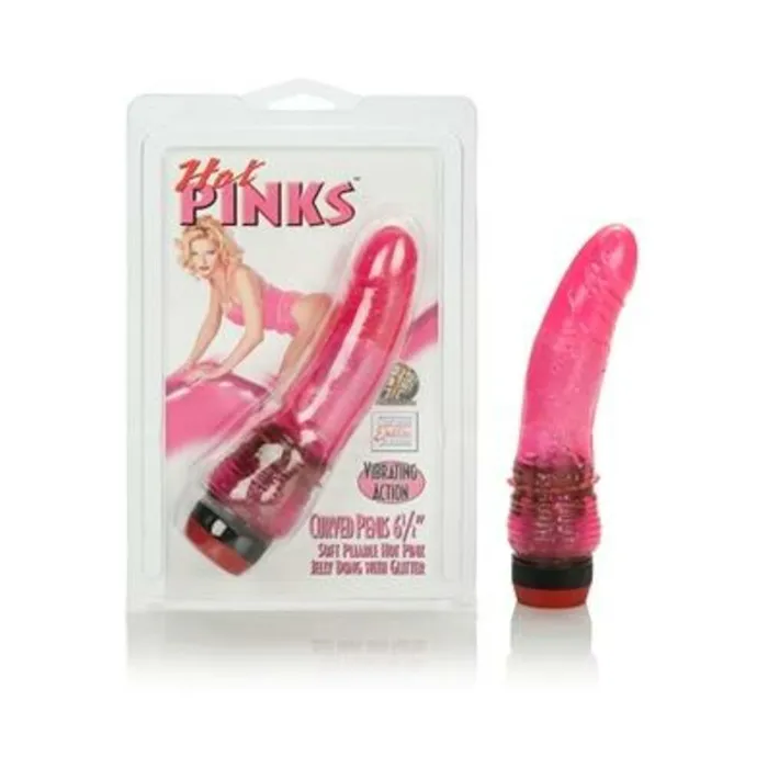 Fairvillacom Hot Pinks Curved Penis 625 inches Vibrating Dong Dildos