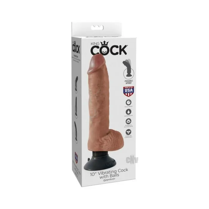 Fairvillacom King Cock Vibrating cok with Balls Tan Dildos