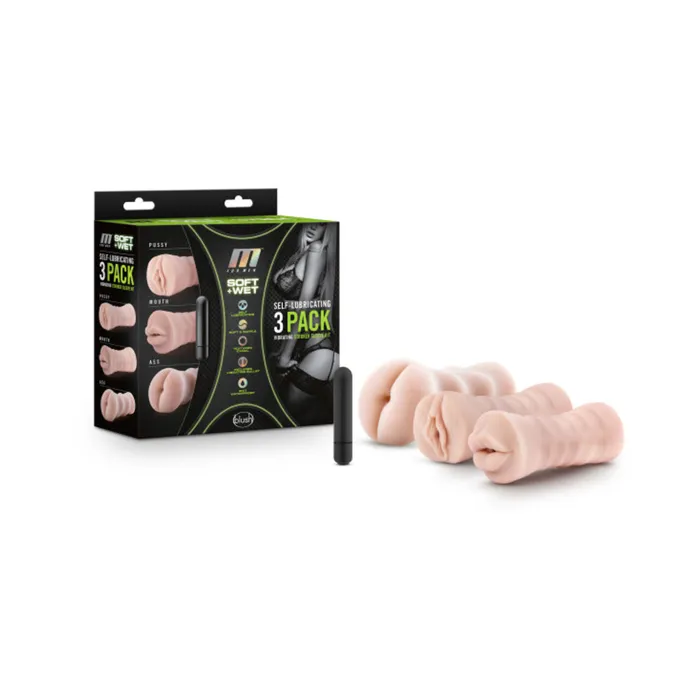 Fairvillacom Male Sex Toys M For Men 3pk Self Lube Vibrating Stroker Kit
