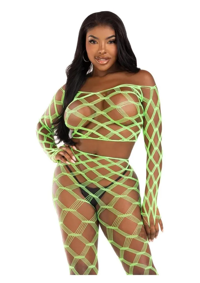 Fairvillacom Vibrators Hardcore Crop Footless Tights Os Grn