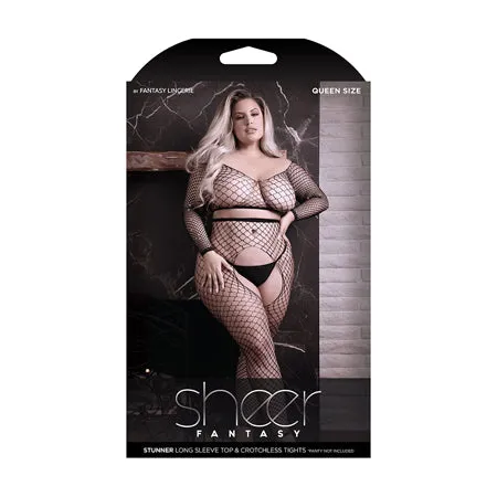 Fantasy Lingerie Sheer Stunner Rhinestone Fishnet Longsleeve Top Crotchless Tights Black Queen Size Fantasy Lingerie Anal Fantasy Lingerie Sheer Stunner Rhinestone Fishnet Longsleeve Top Crotchless Tights Black Queen Size Fantasy Lingerie Anal