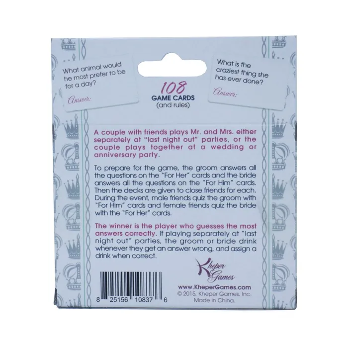 Games Fairvillacom Mr And Mrs Trivia Card Game