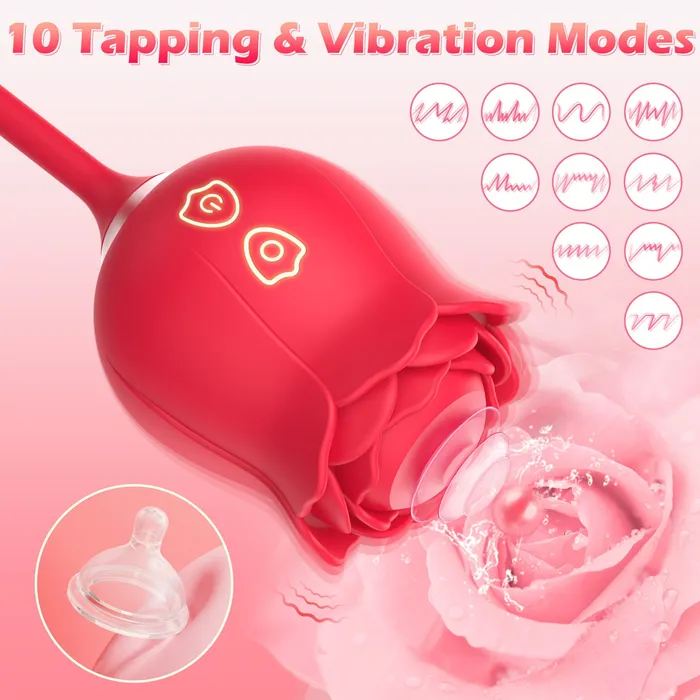 KERERO IvoryVue Rose Vibrator With Tapping Thrusting Modes Female Sex Toys