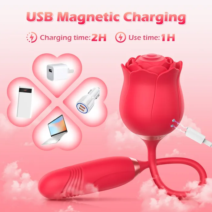 KERERO IvoryVue Rose Vibrator With Tapping Thrusting Modes Female Sex Toys