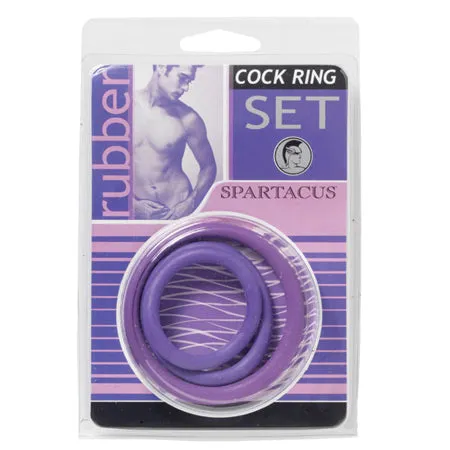 Male Sex Toys Fairvillacom Spartacus Rubber Cock Ring Set Purple Pack of 3