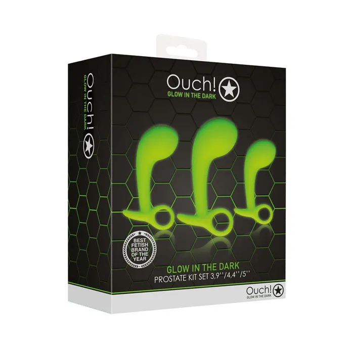 OUCH Glow In The Dark Prostate Massager kit Set of 3 ShhhWndsr Anal OUCH Glow In The Dark Prostate Massager kit Set of 3 ShhhWndsr Anal