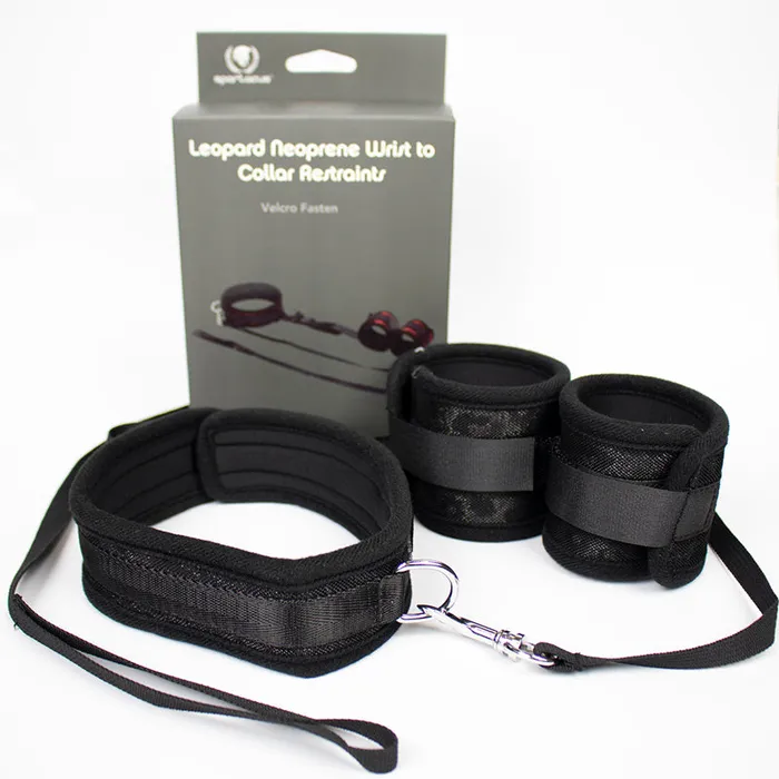 Restraints Fairvillacom Collar To Wrist Cuffs Neoprene Black