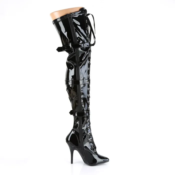 Seduce 3028 Thigh boot with 5 inch heel Black Patent ShhhEFW Anal