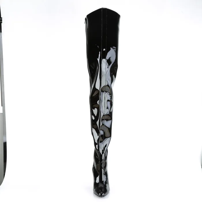 ShhhEFW Seduce 4010 Crotch high boot with 5 inch heel Black Patent Anal