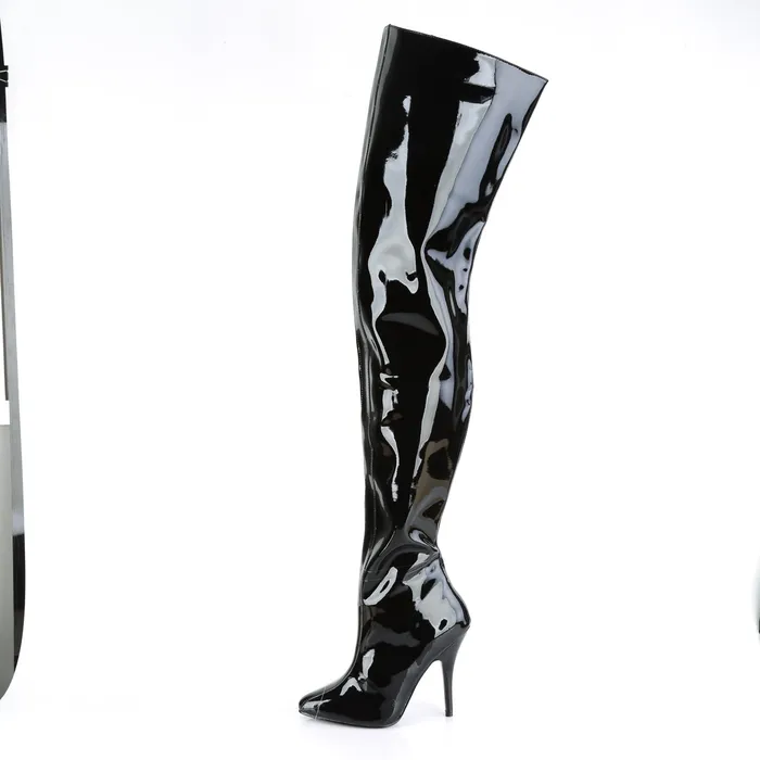ShhhEFW Seduce 4010 Crotch high boot with 5 inch heel Black Patent Anal