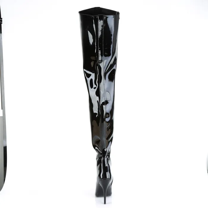 ShhhEFW Seduce 4010 Crotch high boot with 5 inch heel Black Patent Anal