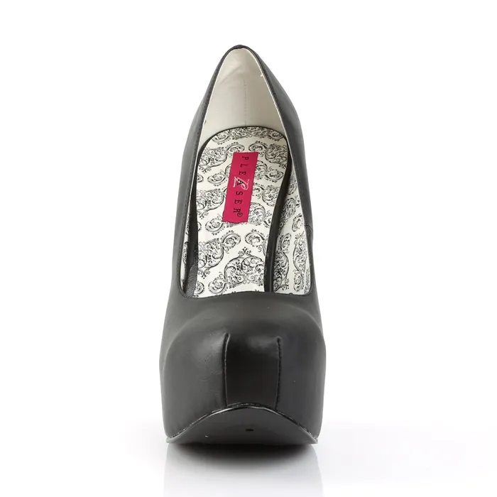 ShhhEFW Teeze 06W Wide fit Pump with 5 34 inch heel Black Faux leather Anal