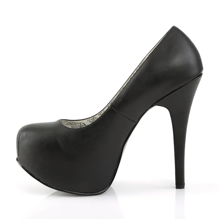 ShhhEFW Teeze 06W Wide fit Pump with 5 34 inch heel Black Faux leather Anal