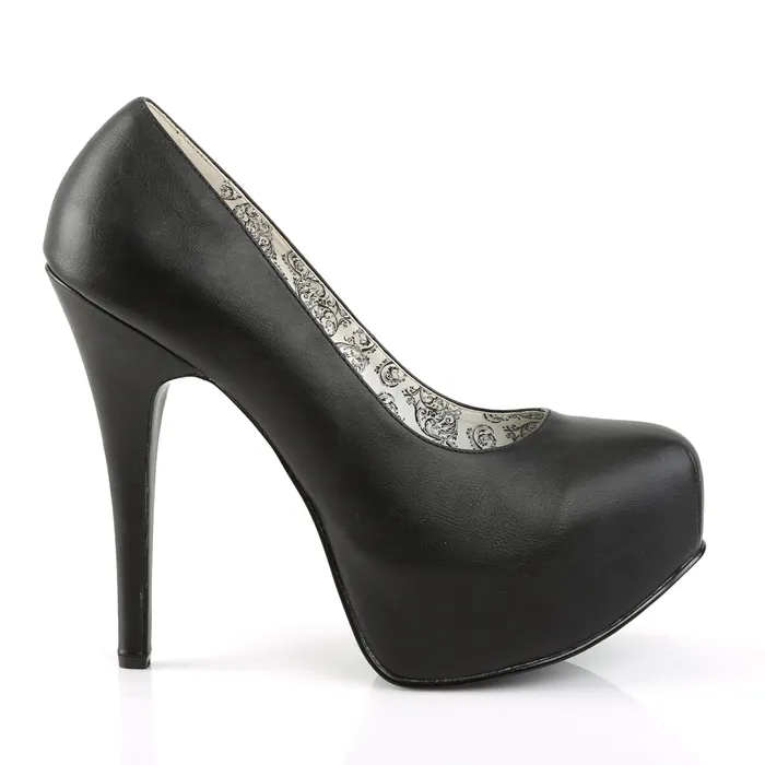 ShhhEFW Teeze 06W Wide fit Pump with 5 34 inch heel Black Faux leather Anal