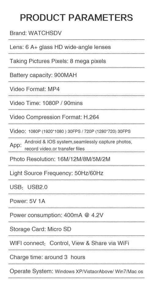 Shhhep S222 IP68 Waterproof Magnetic WiFi Action Camera Vibrators