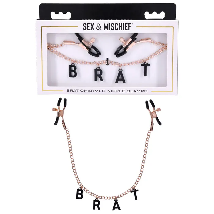 ShhhWndsr Female Sex Toys Nipple Clamps with BRAT name Charms Rose Gold ShhhWndsr Female Sex Toys Nipple Clamps with BRAT name Charms Rose Gold