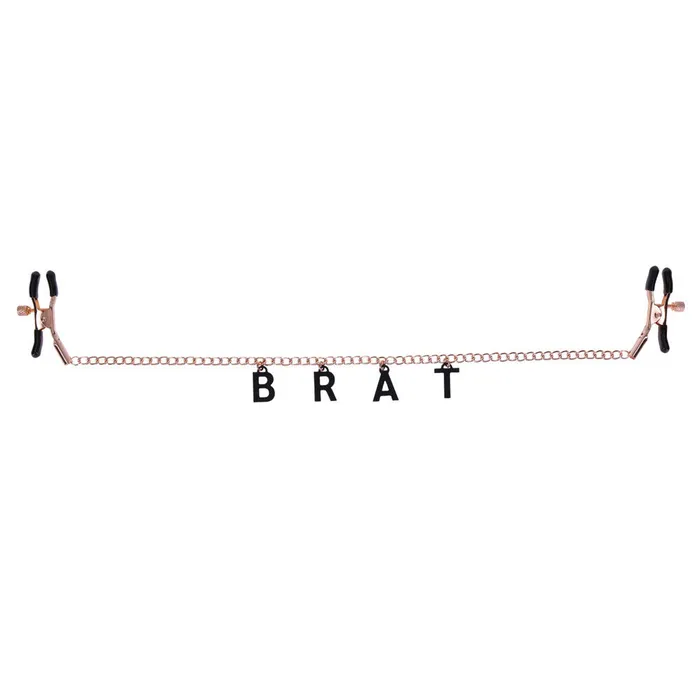 ShhhWndsr Female Sex Toys Nipple Clamps with BRAT name Charms Rose Gold ShhhWndsr Female Sex Toys Nipple Clamps with BRAT name Charms Rose Gold