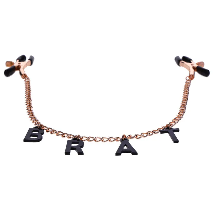 ShhhWndsr Female Sex Toys Nipple Clamps with BRAT name Charms Rose Gold ShhhWndsr Female Sex Toys Nipple Clamps with BRAT name Charms Rose Gold