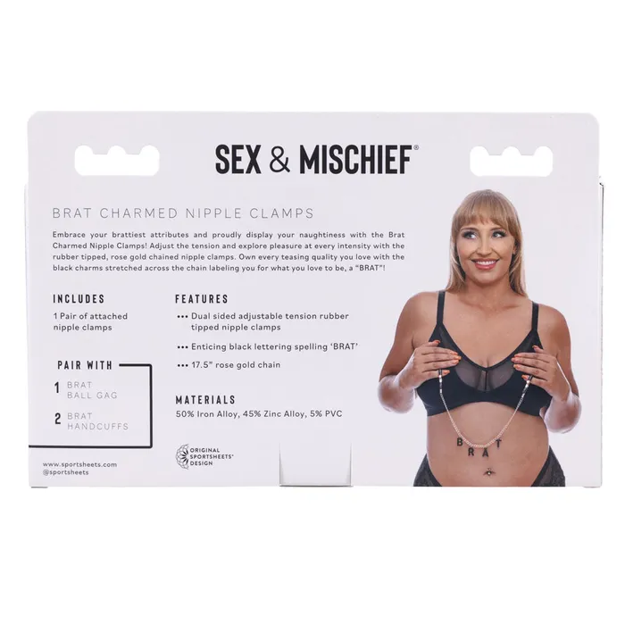 ShhhWndsr Female Sex Toys Nipple Clamps with BRAT name Charms Rose Gold ShhhWndsr Female Sex Toys Nipple Clamps with BRAT name Charms Rose Gold