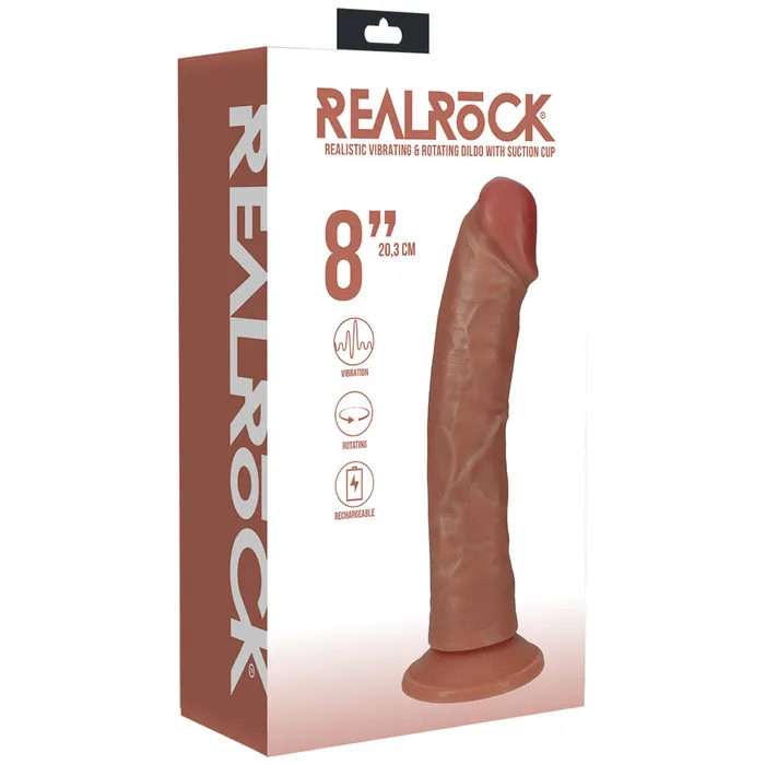 ShhhWndsr Female Sex Toys REALROCK 20cm Vibrating Rotating Cock Tan ShhhWndsr Female Sex Toys REALROCK 20cm Vibrating Rotating Cock Tan