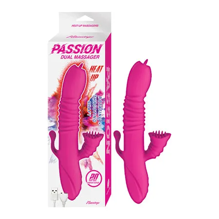 Vibrators Fairvillacom Passion Dual Massager Heat Up Dual Stimulator Pink