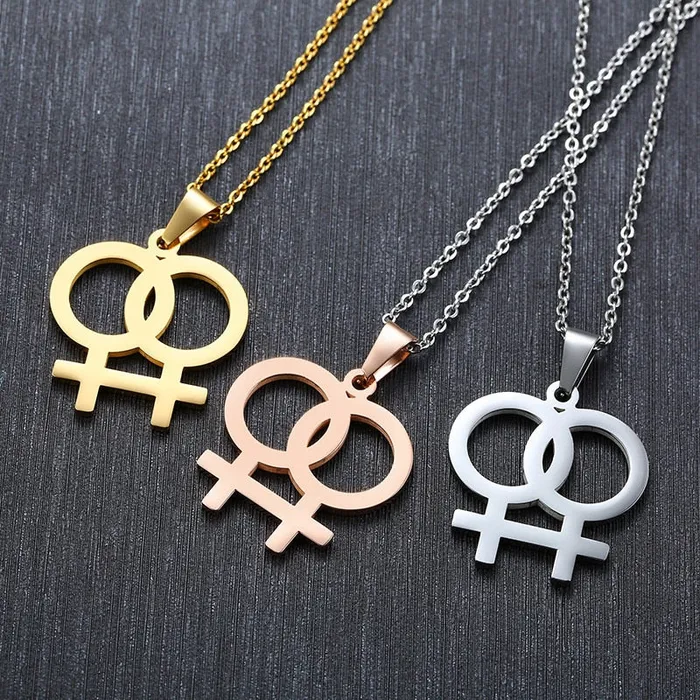Vibrators ShhhOb Necklace LGBT Pride twin Venus symbol in Gold Silver or Rose Vibrators ShhhOb Necklace LGBT Pride twin Venus symbol in Gold Silver or Rose