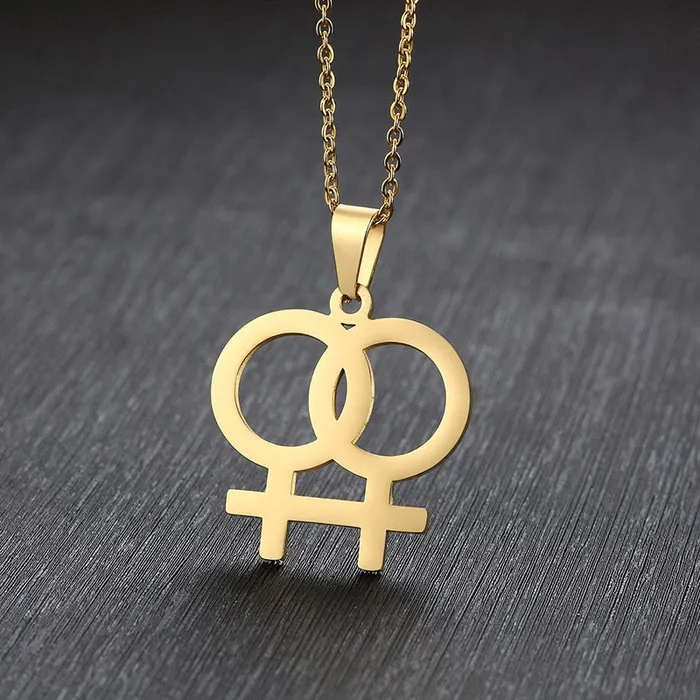 Vibrators ShhhOb Necklace LGBT Pride twin Venus symbol in Gold Silver or Rose Vibrators ShhhOb Necklace LGBT Pride twin Venus symbol in Gold Silver or Rose