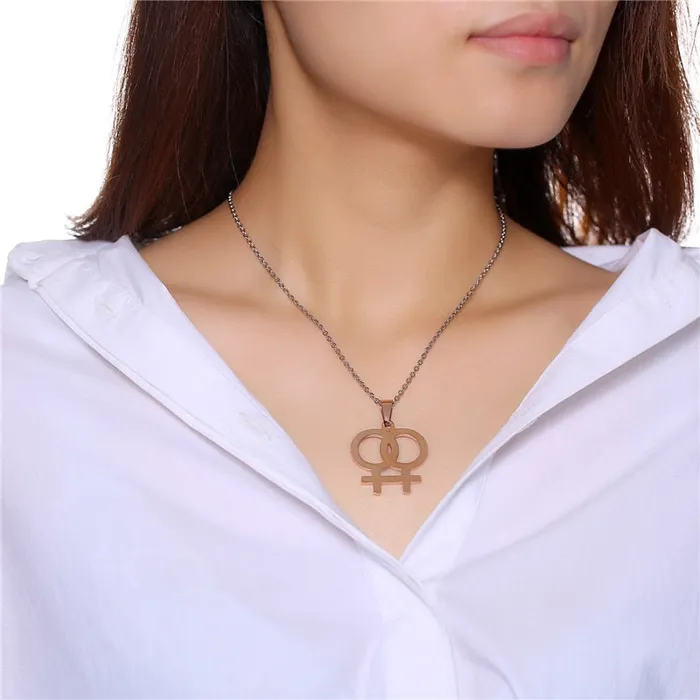 Vibrators ShhhOb Necklace LGBT Pride twin Venus symbol in Gold Silver or Rose Vibrators ShhhOb Necklace LGBT Pride twin Venus symbol in Gold Silver or Rose