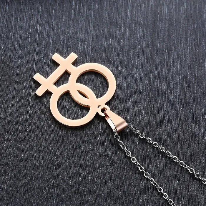 Vibrators ShhhOb Necklace LGBT Pride twin Venus symbol in Gold Silver or Rose Vibrators ShhhOb Necklace LGBT Pride twin Venus symbol in Gold Silver or Rose