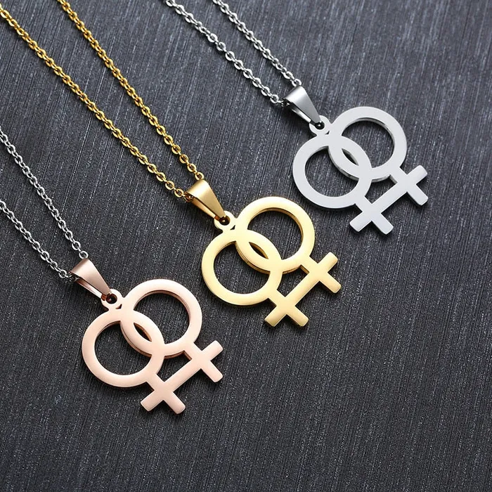 Vibrators ShhhOb Necklace LGBT Pride twin Venus symbol in Gold Silver or Rose Vibrators ShhhOb Necklace LGBT Pride twin Venus symbol in Gold Silver or Rose