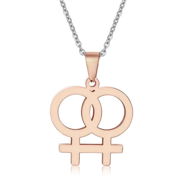 Vibrators ShhhOb Necklace LGBT Pride twin Venus symbol in Gold Silver or Rose Vibrators ShhhOb Necklace LGBT Pride twin Venus symbol in Gold Silver or Rose