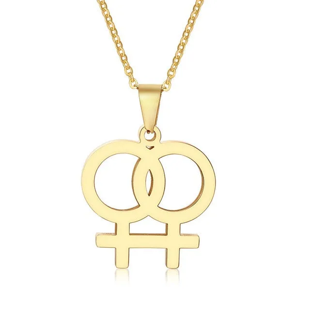 Vibrators ShhhOb Necklace LGBT Pride twin Venus symbol in Gold Silver or Rose Vibrators ShhhOb Necklace LGBT Pride twin Venus symbol in Gold Silver or Rose